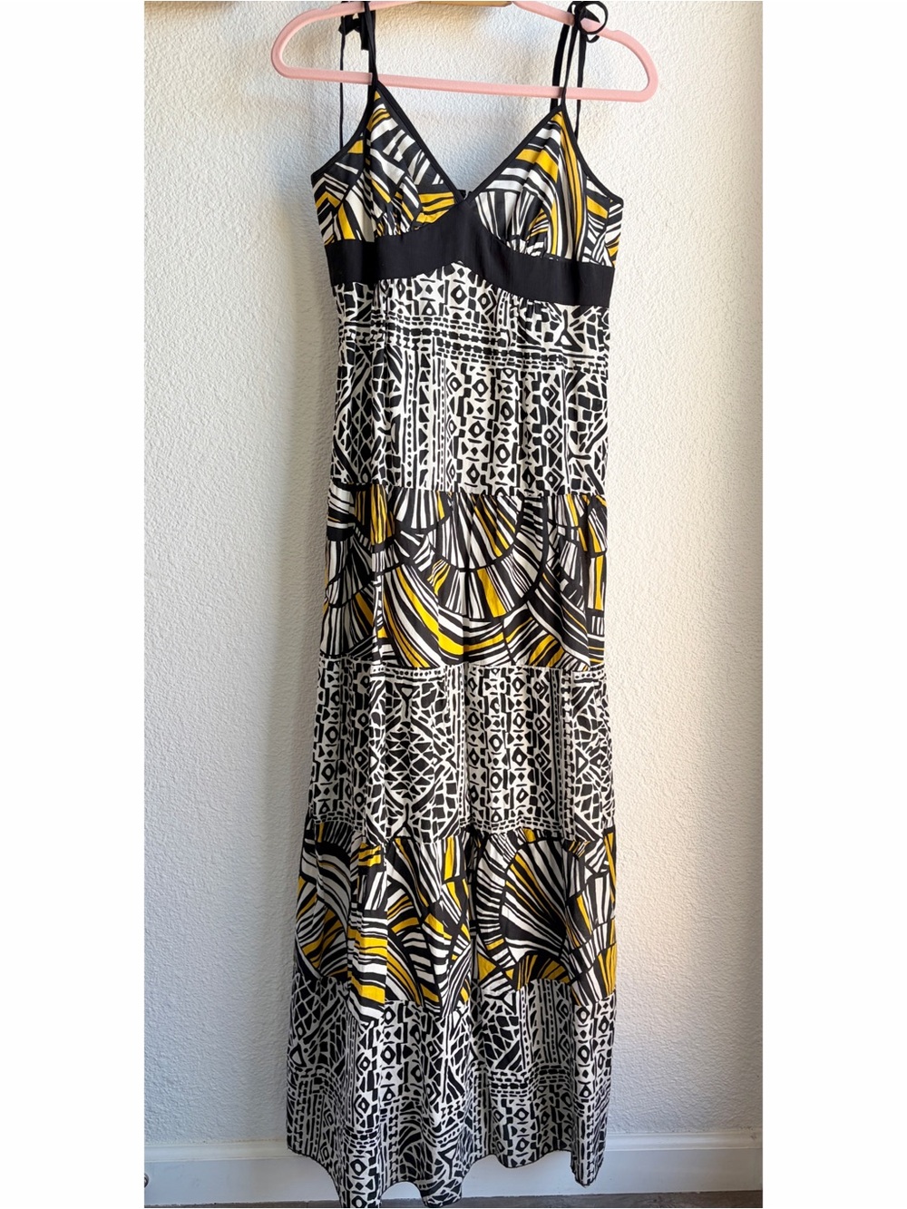 Trina Turk Black Print Cotton Maxi Dress 6 - Picture 2 of 8